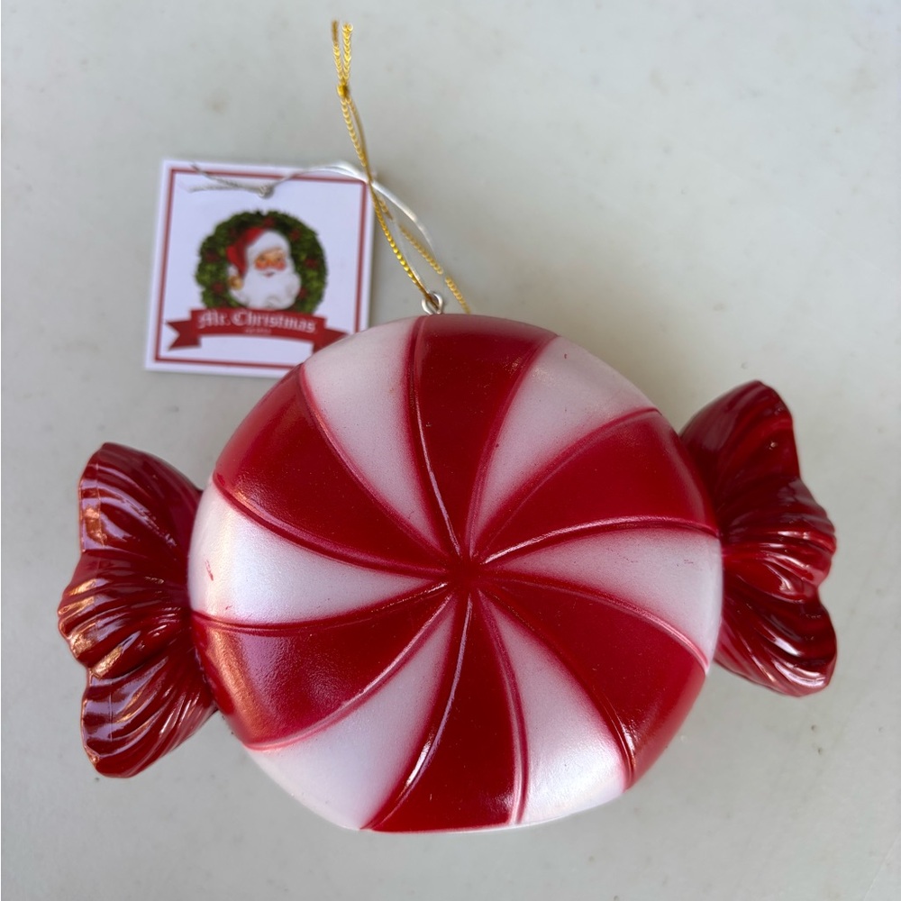 Red and White Light Up Peppermint Ornament